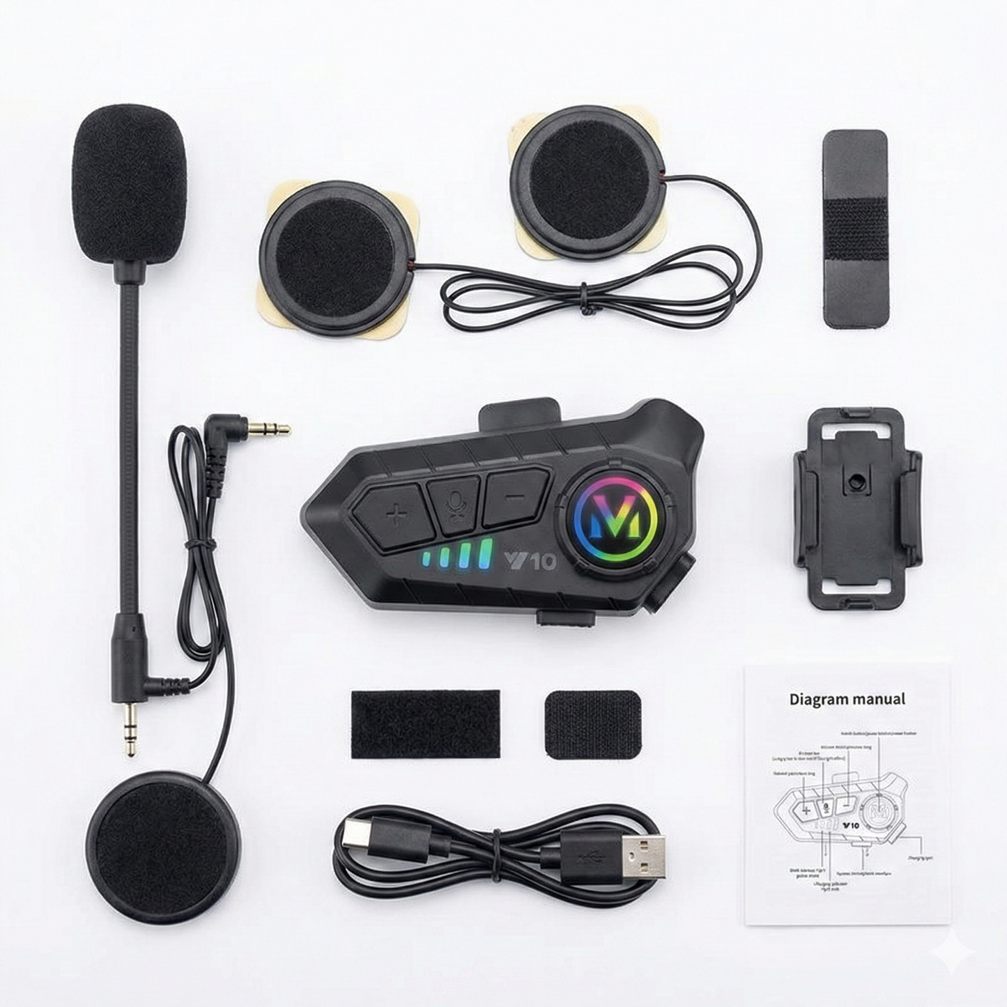 RiderLink V10™ - Sistema de Audio y Manos Libres para Casco