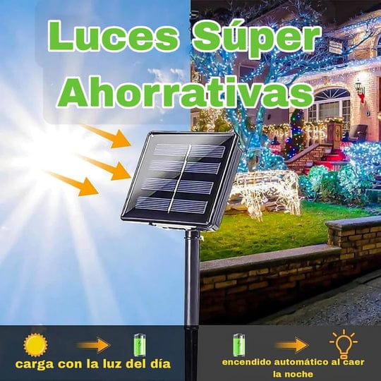 Luces Navideñas de 10 metros con Panel Solar